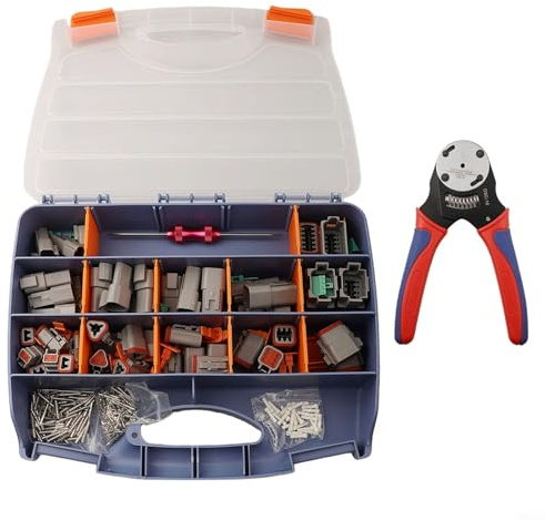 Kit connettore 338 pezzi, set di connettori elettrici con strumento di crimpatura, 2 3 4 6 8 12 pin, kit P-lugs impermeabile con scatola, strumento di smontaggio serratura a cuneo