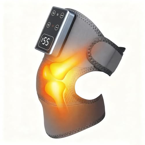 Neulriscn Knee Massager, Heated Knee Massager Joint Pain Relief, Cordless Shoulder Brace Wrap, 5 Temperature Settings and 3 Adjustable Vibration, Heating Massage for Women Men Arthritis/Muscle Strain