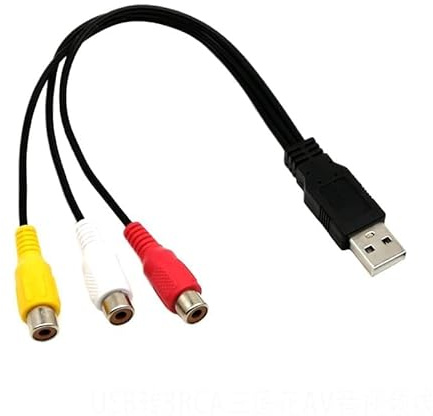 DUOBAGMA USB to 3RCA Cinch Cable, USB Male to 3 RCA Male Jack Splitter Audio Video AV Composite Adapter Cord Cable