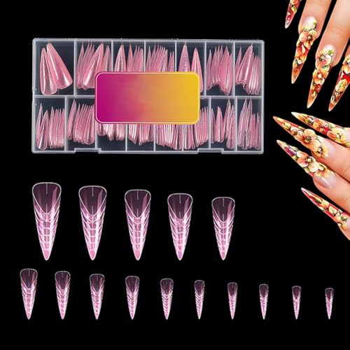 150 Pezzi Forme per Ricostruzione Unghie, Dual Forms per Unghie in Gel e Acrilico, Taglia Quadrata, Colore Rosa Cristallo, per Estensioni