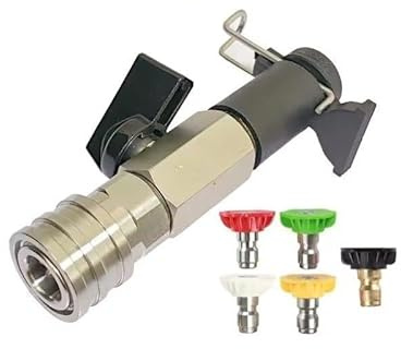FACAIIO Válvula de bola para lavadora de alta presión con interruptor de encendido/apagado de conector rápido, 4500 PSI, M22 de 14 mm, latón de acero inoxidable, para modelos Kaichi