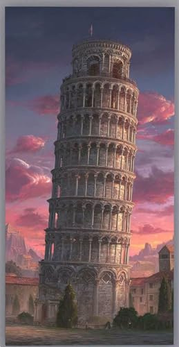 Italien Diamond Painting Erwachsene, 5D Diamond Painting Schiefer Turm von Pisa Diamanten Malerei Kinder DIY Vollbohrer Stickerei Kreuzstich Bilder Set für Home Wand Deko Wohnzimmer 100x200cm u30-tb20