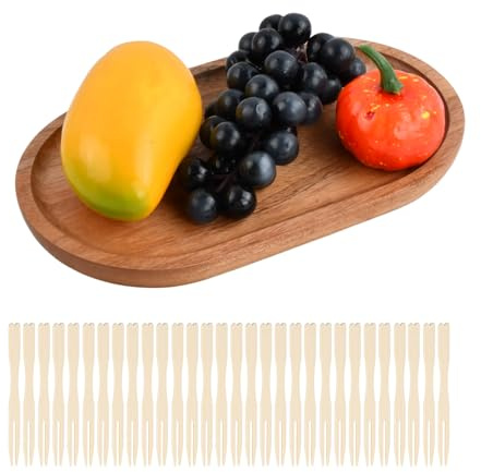Bandejas de Madera para Servir, Platos Ovalados de Madera Tablero, Tablas de Charcutería para Bocadillos Queso Salchichas Frutas Té, Bandeja Decorativa para Sala de Estar Mesa de Centro Baño, 25x15cm