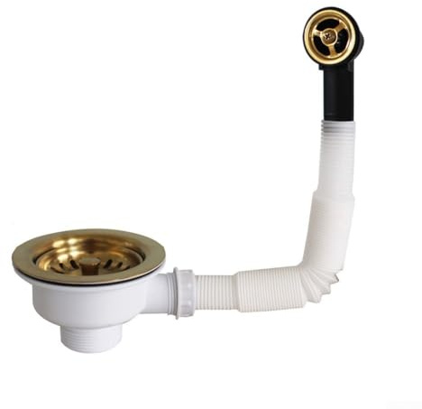 Desagüe de fregadero de cocina con protección contra desbordamiento, colador de residuos de fregadero de acero inoxidable, cesta de drenaje de 114 mm de diámetro superior para fregaderos de cocina, se