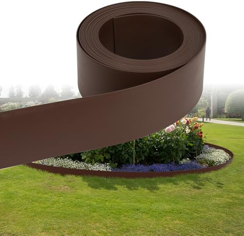 Mantigositeen Bordo per aiuole in PE di alta qualità, altezza 10 cm, spessore 2 mm, lunghezza 25 m, per aiuole in bambù, giardino, prato, prato, aiuole, marrone