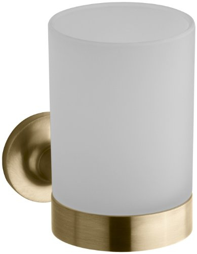 Kohler K-14447-BGD Purist Tumbler and Holder, Vibrant Moderne Brushed Gold