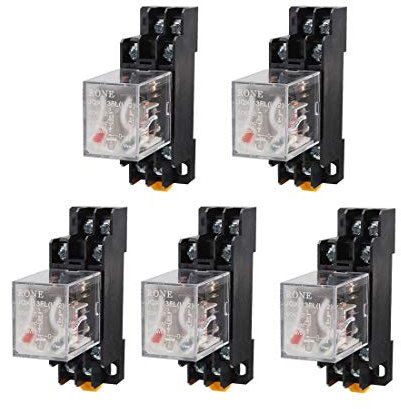 sourcingmap 5 Pz AC 220V-240V DPDT perni 8 LED rosso per impieghi generali relè di potenza con base presa