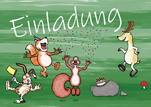 Little Leopard 12 Einladungskarten Waldtiere zum Kindergeburtstag für Jungen und Mädchen - klimaneutral produziert - Made in Germany