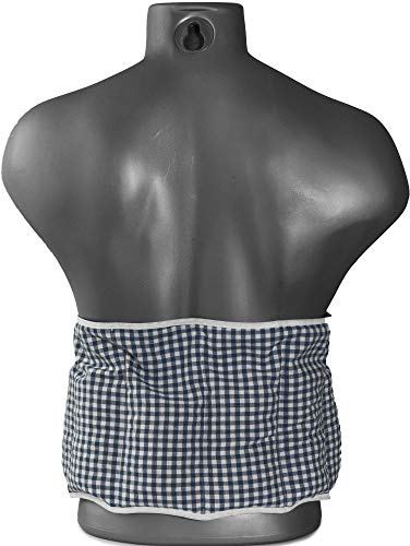 Leinsamenkissen Rücken - Gürtel mit Klettverschluss - ca. 135cm - 7-Kammer - Wärmekissen - Rückenkissen XXL Körnerkissen - Bio-Stoff blau-weiß