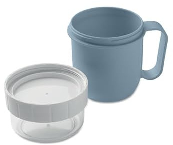 Suppentasse mit Müslibecher, 2-in-1 Set, Blau-Transparent, 450 ml + 160 ml, Auslaufsicher, PP-Kunststoff
