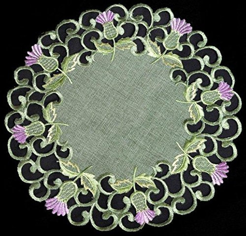 Deckchen, groß, Balmoral Distel, Polyester, grün, 30 x 30cm (12 x 12 inches)