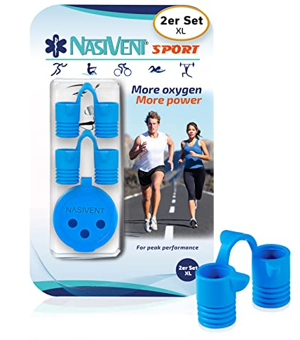 NASIVENT Sport - Premium Nasendilatator - Sky Blue - verbesserte Nasenatmung beim Sport - einzigartig dank innovativer Haltezapfen - aus hochwertigem Silikon (XL)