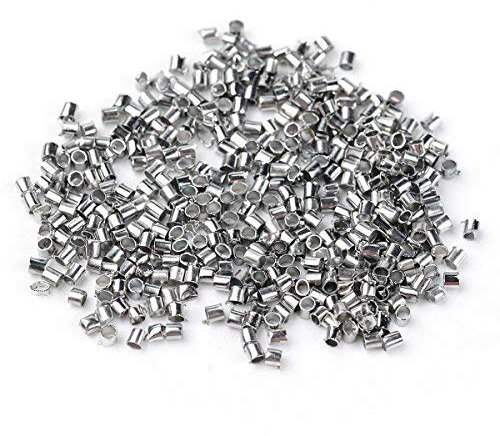 LOT DE 300 PERLES A ECRASER TUBE METAL ARGENTE 1,5 MM - CREATION PERLES