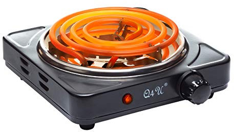 Q4U 1500W Burner Electric Charcoal Starter Coals Coconut Shells, Black, Slim