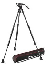 Manfrotto Nitrotech Videokopf der Serie 608 kombiniert mit Einzelrohr Kamerastativ 635 mit Schnellverstellung aus Premium-Kohlefaser, ideal für DSLR-Digitalkameras/Video-Blogger