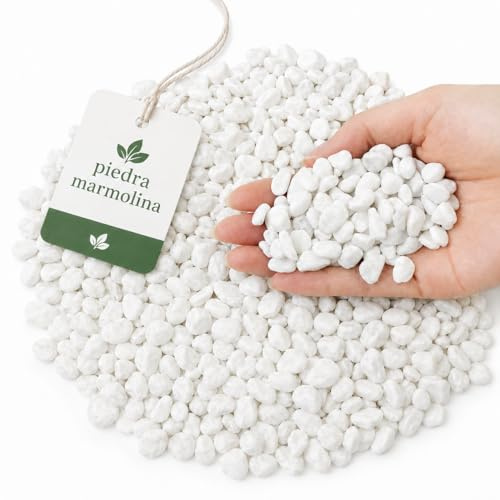 flonatur Piedras Blancas para Jardin y Terratios| Piedras Decorativas para Macetas | Ideal para Acuarios | Piedras Marmolina Blanca |Fácil Aplicación y Múltiples Usos (Saco 12/18 25KG)
