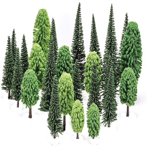 ANCLLO 30 Stück Modellbäume 4,5-13cm Gemischte Architektur Sand Tisch Modellbäume für DIY Landschaft Landschaft Natur Grün