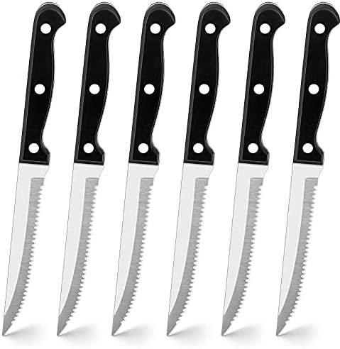 Joyfair Steakmesser Set, 6 Stücke Gezacktes Steakbesteck, Edelstahl Steak Besteck Messer für Haus Restaurant Hotel, Rostfrei & Spülmaschinenfest