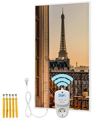 Bringer Imagen calefacción por infrarrojos con marco – calefacción con imagen – 60 x 100 x 1,8 cm – París, Francia