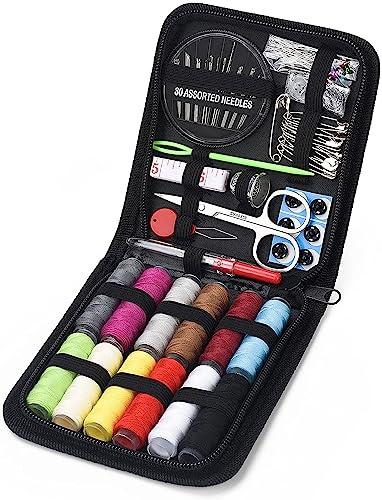 Sitara Premium Nähset mit Reißverschlussetui mit über 82 DIY Premium Nähzubehör, 12-farbigem Garn und Nadeln Set für Zuhause, Reisen, Erwachsene und Anfänger
