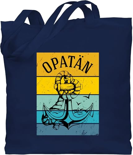 Shirtracer Baumwolltasche - Opa Geschenke - Opatän Vintage mit Anker - Unisize - Navy Blau - geschenk für batertag baumwolle opas fater tag jutebeutel großväter vateetag einkaufsbeutel großvater￼