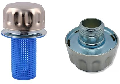 ÜREL Hydraulik Einfüll- und Belüftungsfilter aus Metall für Öl- und Kraftstofftanks Belüftungsdeckel (mit Sieb, BSP 1 Zoll Gewinde, Verchromt)