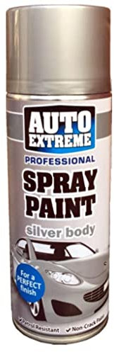 2x 400ml Silver Spray Paint, Automotive Paint Sprayer, Multipurpose Exterior Black Spray Paint Matt, Interior Metal Spray Paint, for Cars, Bikes,Vans, Metal, Wood