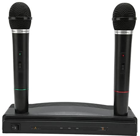 Lazmin112 Drahtloses Handmikrofon, 1 Wiederaufladbarer USB-Empfänger für 2 Mikrofone, Kabelloses Dynamisches 2,4-G-VHF-Karaoke-Mikrofon, für Performance-Konferenz-Party-Meetings