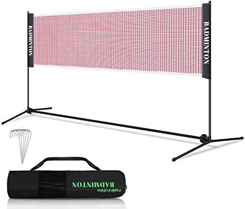 Ansobea Badmintonnetz Tennisnetz Federballnetz, Volleyballnetz, höhenverstellbar 0.93-1.55m, mobiles Outdoor Tennisnetz mit Transporttasche, für Badminton Fußball Tennis