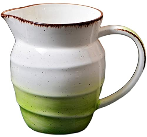 NZpost Gravy Boat Set Ceramic Milk Pitcher Hand painted Gravy Boat Coffee Cream Jar with Handle Suitable Restaurants Homes Gravy Bowl (Green)
