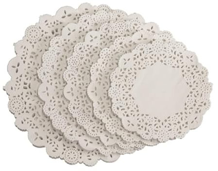 QIUMING 100 pièces 3.5 Pouces 4.5 Pouces 5.5 Pouces 6.5 Pouces Rond Rose Blanc Papier Dentelle napperons pour gâteau napperon fête Cadeau décoration napperons Papier