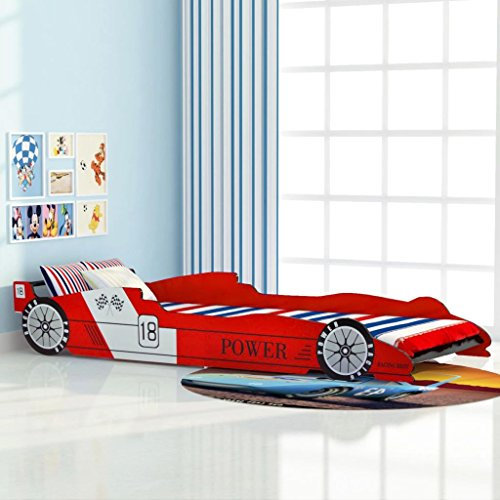 Homgoday Kinderbett Rennauto 90x200 cm rot 1194