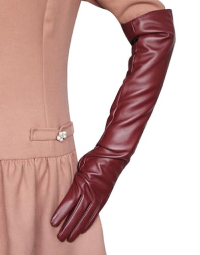 osiuujkw Bequeme lange Handschuhe aus PU Leder für Damen