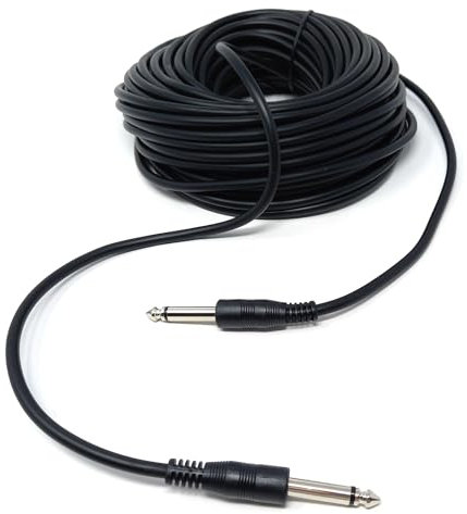 DRUT 20m 6.35mm 1/4 TS Mono Jack to Jack Plug Lead for Guitar, Amplifiers, Music Instruments, Speakers, Microphone Cable Straight Ends, Black 65ft