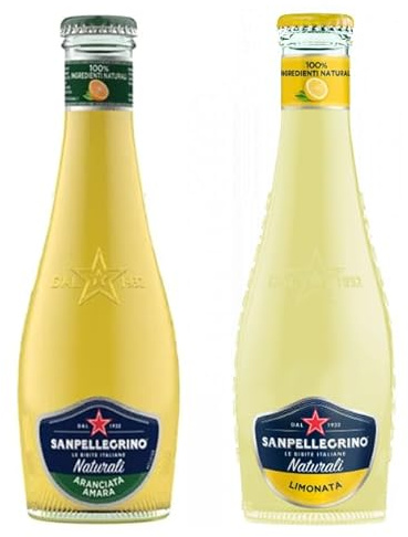 SanPellegrino San Pellegrino Aranciata Amara Lot de 48 bouteilles jetables en verre jetables avec orange amère + Limonata Boisson sans alcool avec jus de citron 20 cl
