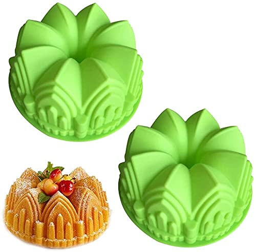 VIRAZE Silikonform, Krone Burg Kuchenform Silikon, Backform, Silikonmuffin Handgemachte Seifenform, verwendet for Eiswürfeln, Kuchen, Brot (Color : Green)
