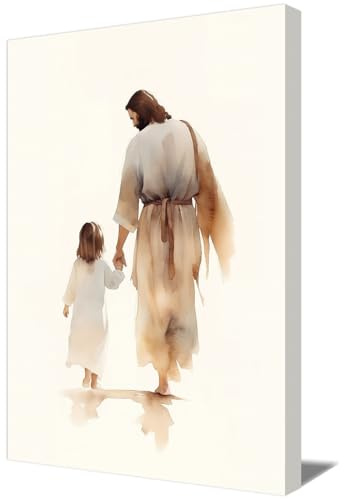ZQQART Jesus Leinwand Wanddrucke Jesus Portrait Aquarell spirituelles Poster Gott und verlorenes Kind Malerei minimalistisch christliches religiöses Bild Gebet Kirche Zimmer Dekor (D,30x45cm)