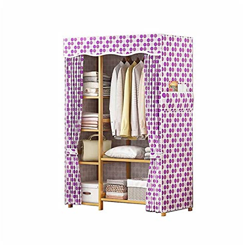 Freistehender Kleiderschrank, lila Stoffschrank, Aufbewahrungsregale, Faltbarer Kleiderschrank aus Segeltuch mit Seitentaschen (Größe: 165 x 35 x 127 cm) (lila 165 x 35 x 93 cm)