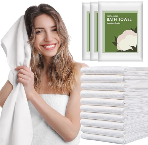 Luriseminger 10pcs Einweg Duschtücher, Tragbares Einweg Badetuch aus Vliesstoffe Groß Einweg Handtücher für Beauty Reisen Hotel Ausflug Camping (70 x 140cm)