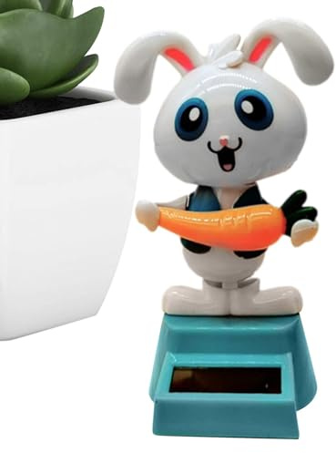 Lapin Dansant Solaire, Figurines Solaires Pour Voiture, Jouet Solaire Lapin De Pâques, Danseur De Tableau De Bord De Voiture, Figurine De Lapin Solaire Mignonne, Lapin À Tête Tremblante De Voiture