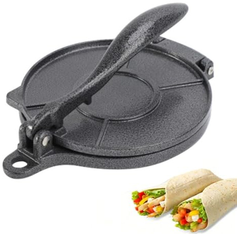 Tortilla Presse, 20cm/16cm Taco Presse aus Aluminium, Mexikanische Tortilla-Presse Tortilla Maker Tortilla Hersteller Teigpresse für Burritos, Pfannkuchen, Tostones (Schwarz, 16 cm / 6.3 zoll)