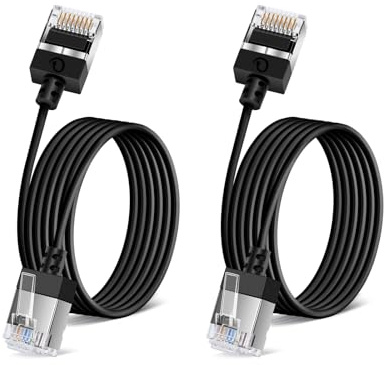 Ultra Thin Cat6 Ethernet Cable 5M 2Pack, Gigabit UTP Network Cable | Flexible & Slim Cat6a RJ45 LAN Cord, 10Gbps 550MHz Cat6 Internet Cord, for PC, Router, Windows (Black)