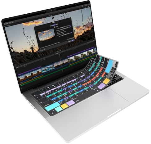 JCPal Final Cut Pro Tastaturabdeckung für Apple MacBook Pro 14 Zoll und MacBook Pro 16 Zoll (M1-M4 Modelle) und MacBook Air 13 Zoll und MacBook Air 15 Zoll (M2-M4 Modelle) (US-Layout)