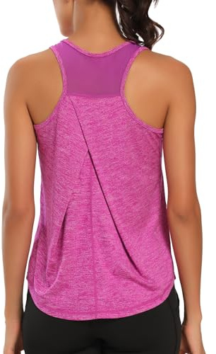 Dawnrole Palestra Donna Gym Top Senza Maniche in Rete Yoga Corsa Camicie Atletiche