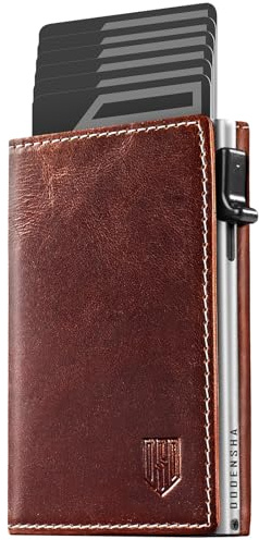DODENSHA MagSnap Geldbörse Herren I Slim Wallet mit Münzfach I wallets for men für 10+ Karten I Magnetischer Verschluss portmonee herren slim I RFID Schutz I BraunSilber
