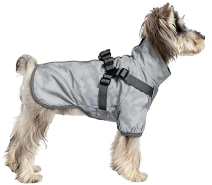 BT Bear Regenmantel für kleine Hunde, Regenjacke mit Geschirr, reflektierend, wasserdicht, für kleine Hunde, Camouflage, Größe S