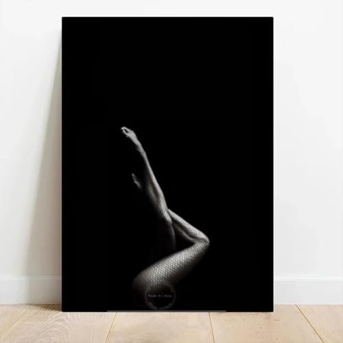 HIPWST Schwarz-weiße sexy nackte Frauen-Figur, Leinwand-Kunst, Gemälde, Poster, Drucke, Wandkunst, Bilder für Wohnzimmer, Dekoration, 40 x 60 cm, rahmenlos