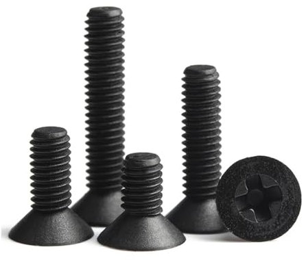Cilky Metallschrauben 20 Stück M2 M2,5 M3 M4 M5 M6 M8 Schwarze/weiße Nylon-Senkkopfschrauben, Kunststoff-Flachkopfschrauben, Länge: 4–40 mm(Black,M2x12 (50pcs))