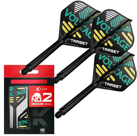 Target Darts Rob Cross K Flex Flights und Shaft System, No.2 | Packung mit 3 Kflex All In One Flights, Player Edition Darts Zubehör | K-Flex Dart Schaft Short/Intermediate/Medium