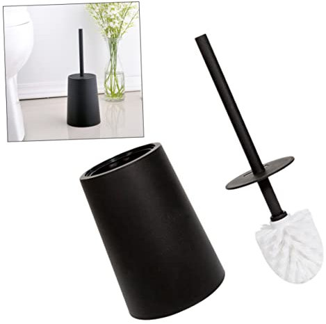 1 Jeu Brosse compacte Mousse éclaboussante Porte-Papier Salle de Bains épurateur de Salle de Bain Bol Nettoyage WC accroche balais Accessoire de Salle de Bain balayette WC Black Cabilock